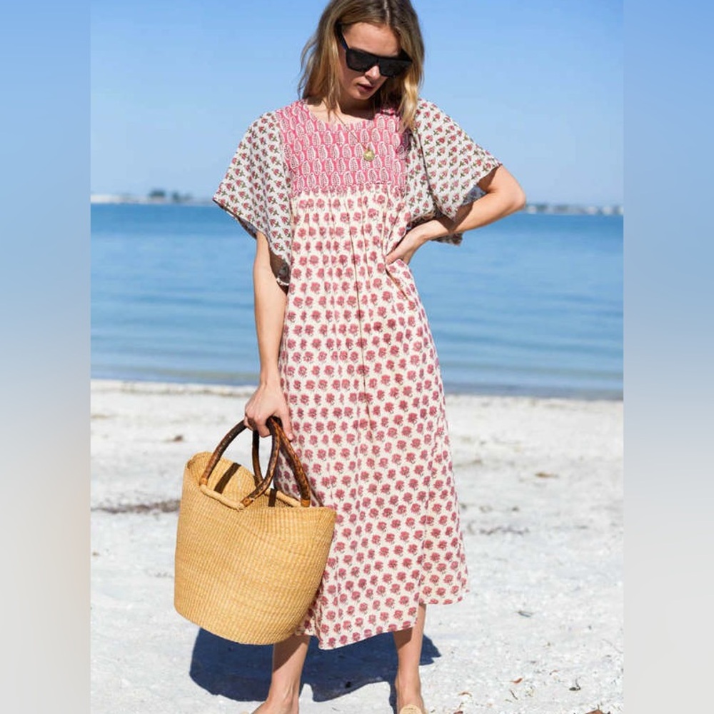 NWT EMERSON FRY BASALIE COTTON MIDI DRESS IN PATCHWORK ROSEY SZ S - Picture 2 of 12